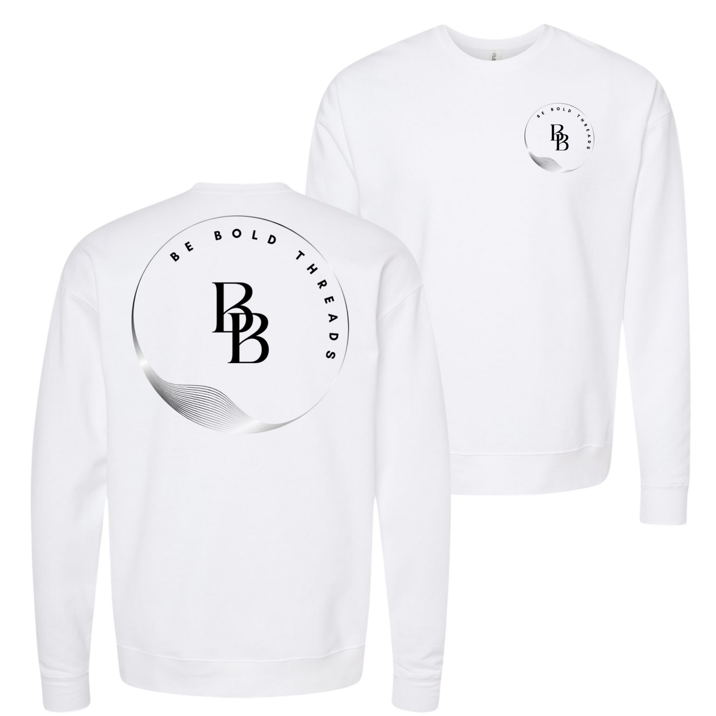 BB Luxury Initial Circle White Crewneck