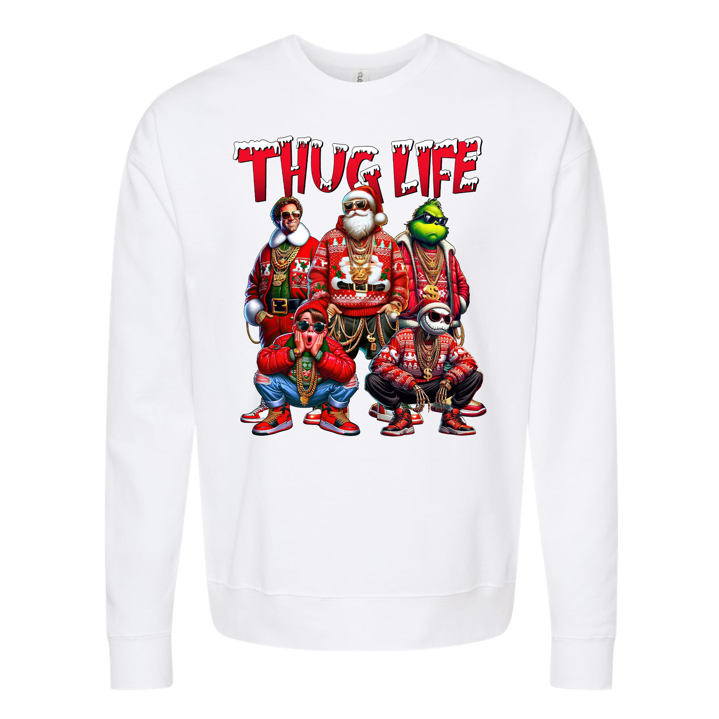 Christmas Thug Life White Crewneck