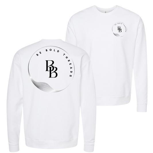 BB Luxury Initial Circle White Crewneck