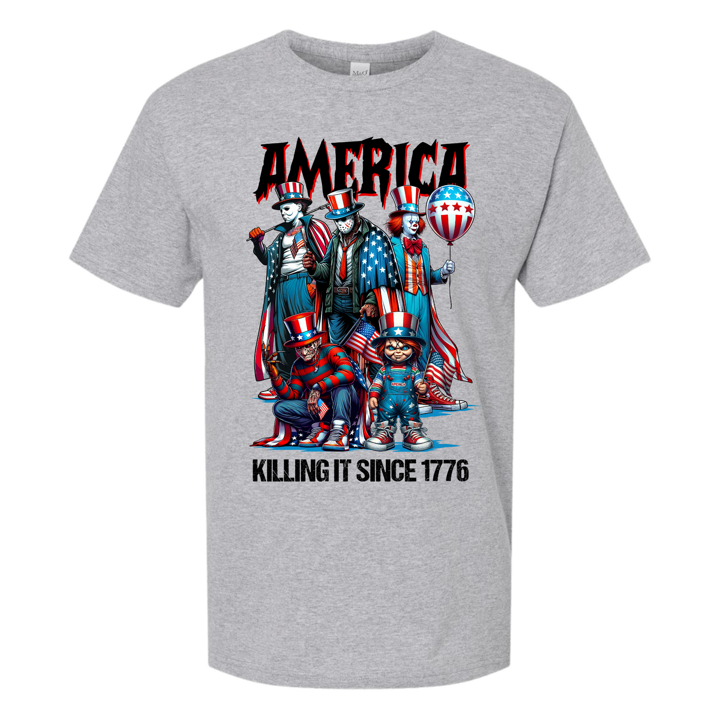"America: Killing Since 1776” Horror Legends T-Shirt – Gray