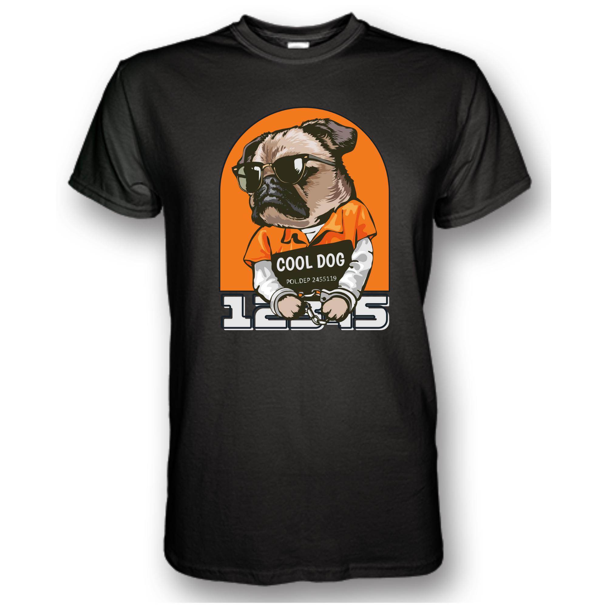 “Cool Dog Mug Shot” T-Shirt