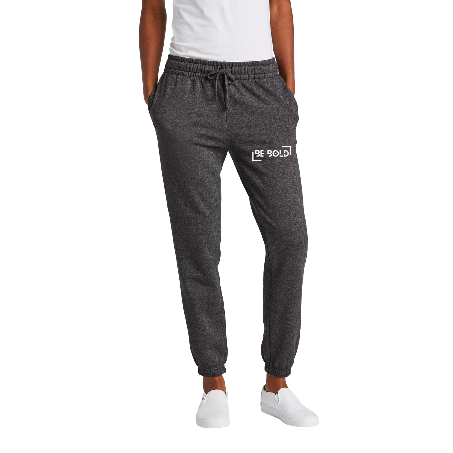 Be Bold Brand Classic Women's Fleece Heather Charcoal Embroidered Sweatpants