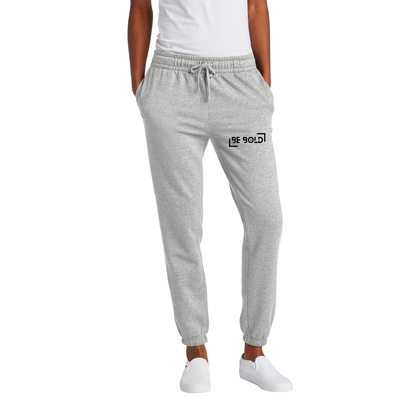 Be Bold Brand Classic Women's Fleece Light Heather Grey Embroidered Sweatpants