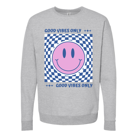 Smiley Face Good Vibes Only Crewneck