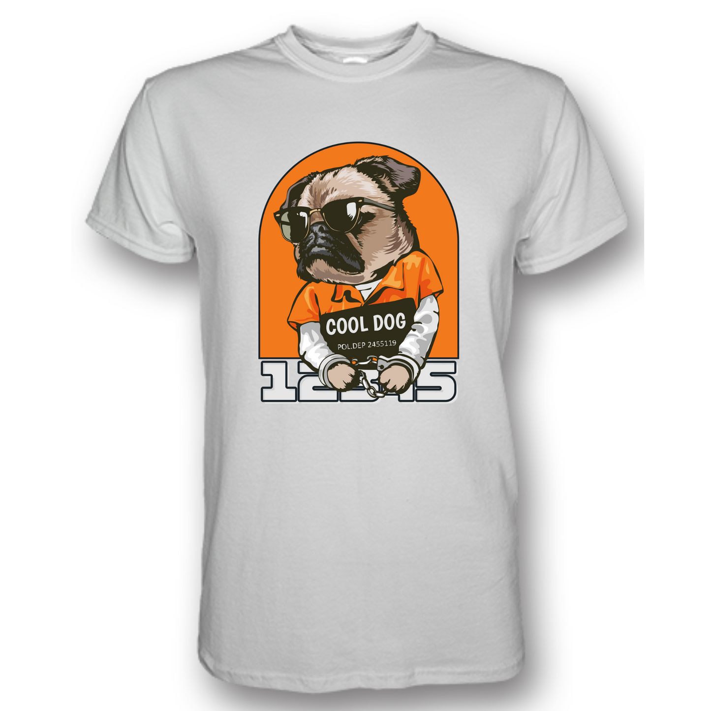 “Cool Dog Mug Shot” T-Shirt