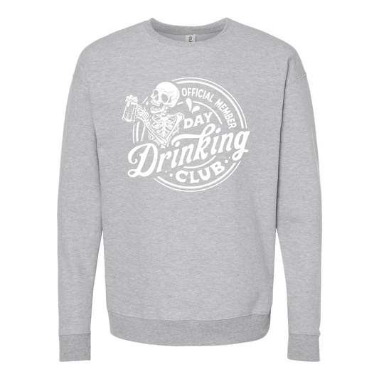 Official Member Day Drinking Club Grey Crewneck